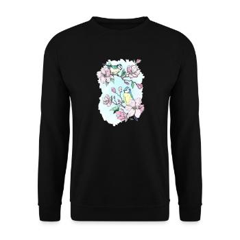 Blue and magnolias - Unisex Sweatshirt - black - Front - Alina (178cm) & Michal (187cm)