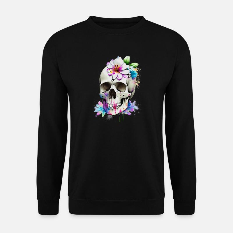Skull with lilies - Unisex Sweatshirt - black