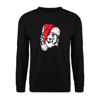 Santa Australian Shepherd Weihnachten Aussie Hunde - Unisex Pullover - Schwarz - Vorne - Alina (178cm) & Michal (187cm)
