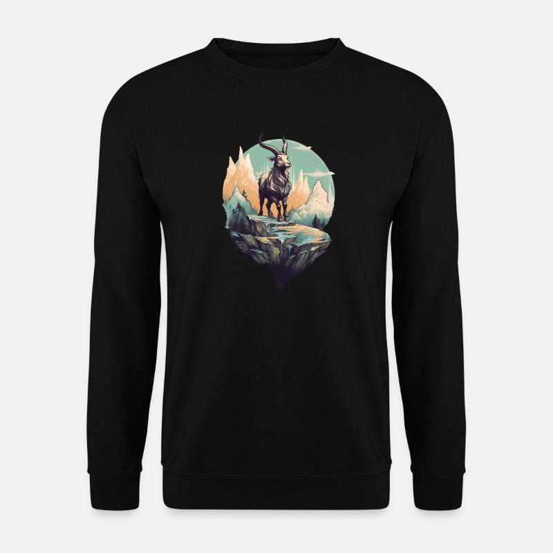 Mythical mountain goat on Flyerfelsen - Unisex Sweatshirt - black