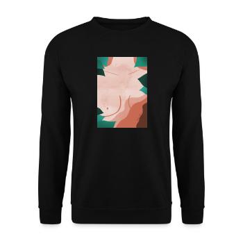 Pfirsich- und Laub-Silhouetten-Grafik - Unisex Pullover - Schwarz - Vorne - Alina (178cm) & Michal (187cm)
