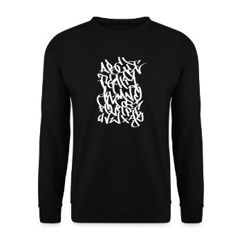Alphabet Graffiti Tag Handstyle white - Unisex Pullover - Schwarz - Vorne - Alina (178cm) & Michal (187cm)