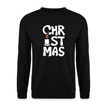 cristmas Kerze font Schriftzug Logo Weihnachten - Unisex Pullover - Schwarz - Vorne - Alina (178cm) & Michal (187cm)
