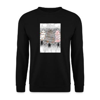 Festliche Weihnachtsbaum-Dekorationen - Unisex Pullover - Schwarz - Vorne - Alina (178cm) & Michal (187cm)