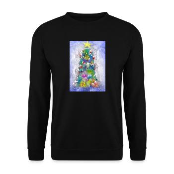 Fabelhafte Hundfamilie im Weihnachtsglanz - Unisex Pullover - Schwarz - Vorne - Alina (178cm) & Michal (187cm)