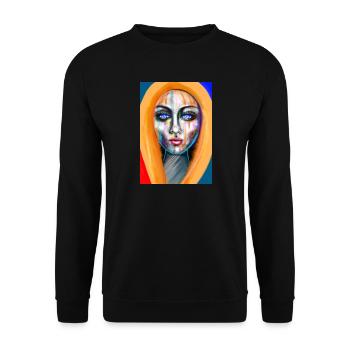 Faszinierende abstrakte Frauenillustration - Unisex Pullover - Schwarz - Vorne - Alina (178cm) & Michal (187cm)