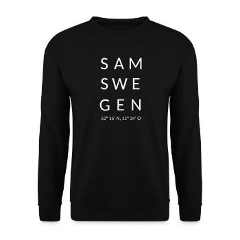 Samswegen weiß - Unisex Pullover - Schwarz - Vorne - Alina (178cm) & Michal (187cm)