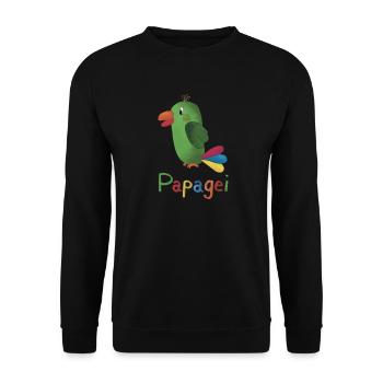 Papagei – Buntes Tiermotiv 🦜🌈 - Unisex Pullover - Schwarz - Vorne - Alina (178cm) & Michal (187cm)