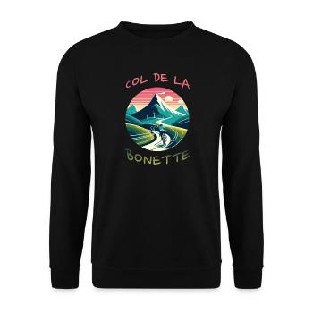Col de la Bonette: The Challenge of the Alps - Unisex Sweatshirt - black - Front - Alina (178cm) & Michal (187cm)