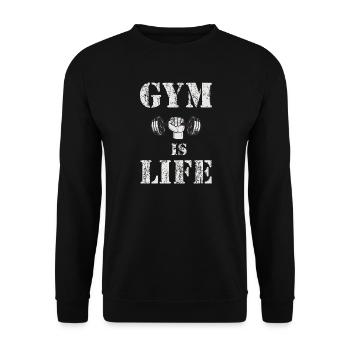 Gym Is Life – Dumbbell Vintage - Unisex Sweatshirt - black - Front - Alina (178cm) & Michal (187cm)