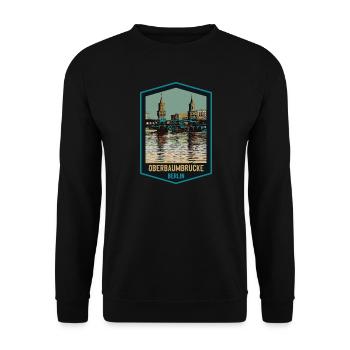 Illustration Oberbaum Bridge, Berlin - Unisex Sweatshirt - black - Front - Alina (178cm) & Michal (187cm)