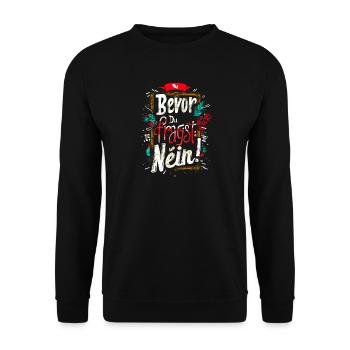 Bevor Du fragst: NEIN! - Unisex Pullover - Schwarz - Vorne - Alina (178cm) & Michal (187cm)