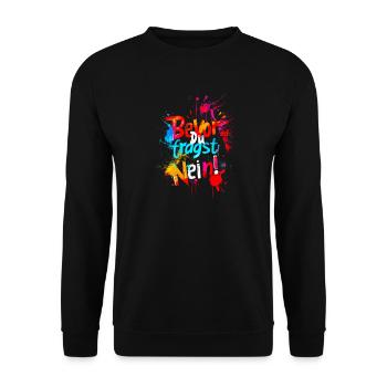 Bevor Du fragst: NEIN! - Unisex Pullover - Schwarz - Vorne - Alina (178cm) & Michal (187cm)