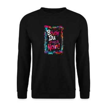 Bevor Du fragst: NEIN! - Unisex Pullover - Schwarz - Vorne - Alina (178cm) & Michal (187cm)