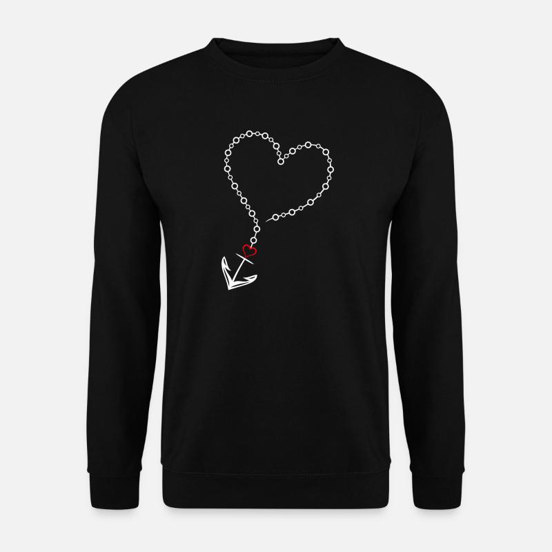 Herz mit Anker - Unisex Pullover - Schwarz
