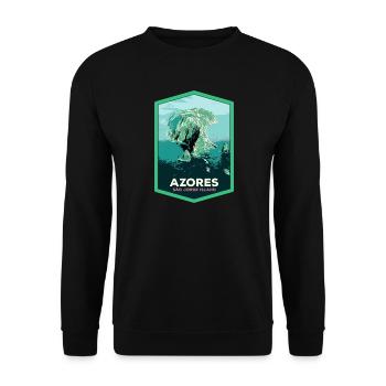 Illustration São Jorge Island seen from the sky, Azores - Unisex Sweatshirt - black - Front - Alina (178cm) & Michal (187cm)