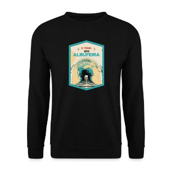 Illustration des Tunnels zum Strand von Albufeira - Unisex Pullover - Schwarz - Vorne - Alina (178cm) & Michal (187cm)