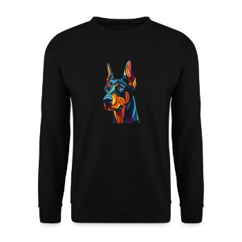 Doberman Dog Head - Unisex Sweatshirt - black - Front - Alina (178cm) & Michal (187cm)