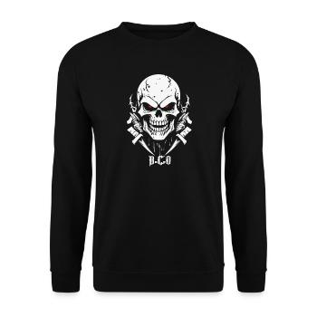 Totenkopf - Unisex Pullover - Schwarz - Vorne - Alina (178cm) & Michal (187cm)