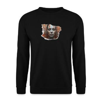 Heavy Kunstvoll skizziert Minimalistisch und doch - Unisex Pullover - Schwarz - Vorne - Alina (178cm) & Michal (187cm)