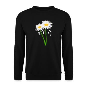 Dekorative Blüte an grünem Stiel - Unisex Pullover - Schwarz - Vorne - Alina (178cm) & Michal (187cm)