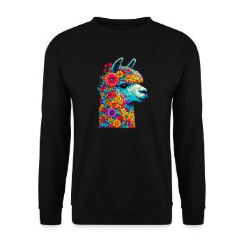 Alpaca - Unisex Sweatshirt - black - Front - Alina (178cm) & Michal (187cm)