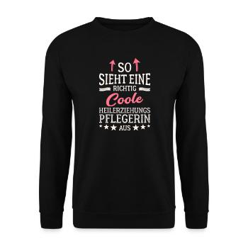So sieht eine coole Heilerziehungspflegerin aus - Unisex Pullover - Schwarz - Vorne - Alina (178cm) & Michal (187cm)