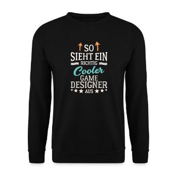 So sieht ein richtig cooler Game Designer aus - Unisex Pullover - Schwarz - Vorne - Alina (178cm) & Michal (187cm)