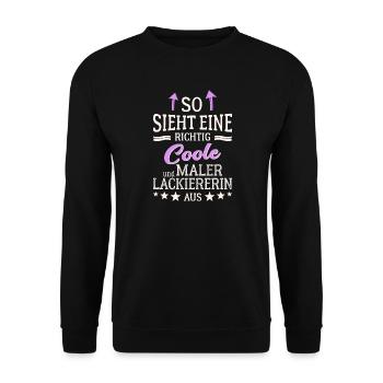 So sieht eine richtig coole Maler Lackiererin aus - Unisex Pullover - Schwarz - Vorne - Alina (178cm) & Michal (187cm)