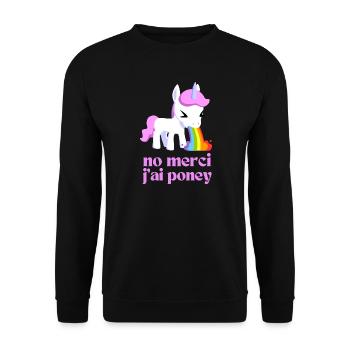 Nein danke, ich habe Pony - Unisex Pullover - Schwarz - Vorne - Alina (178cm) & Michal (187cm)