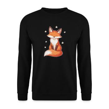 Renard et étoiles - Sweat-shirt Unisexe - noir - Devant - Alina (178cm) & Michal (187cm)
