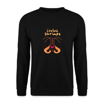 Garnelen zu zweit - Unisex Pullover - Schwarz - Vorne - Alina (178cm) & Michal (187cm)