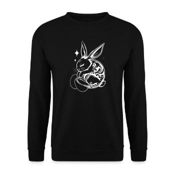 Sleeping Easter Bunny with Tribal and Eggs - Unisex Sweatshirt - black - Front - Alina (178cm) & Michal (187cm)