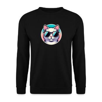 Cat with sunglasses in pastel - Unisex Sweatshirt - black - Front - Alina (178cm) & Michal (187cm)