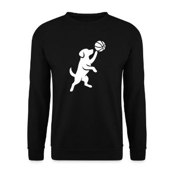 Minimalist Silhouette Basketball Player Throw - Unisex Sweatshirt - black - Front - Alina (178cm) & Michal (187cm)