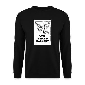 Liebe, Frieden und Harmonie - Unisex Pullover - Schwarz - Vorne - Alina (178cm) & Michal (187cm)