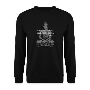 Buddha Meditation Design - Unisex Sweatshirt - black - Front - Alina (178cm) & Michal (187cm)