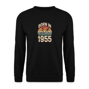 Vélo rétro né en 1955 Design - Sweat-shirt Unisexe - noir - Devant - Alina (178cm) & Michal (187cm)