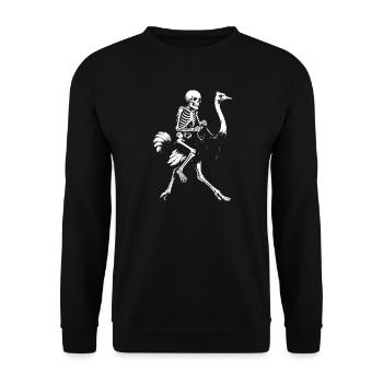 Eerie Skeleton on Flying Ostrich Illustration - Unisex Sweatshirt - black - Front - Alina (178cm) & Michal (187cm)