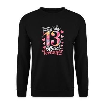 13th birthday teenager gift - Unisex Sweatshirt - black - Front - Alina (178cm) & Michal (187cm)