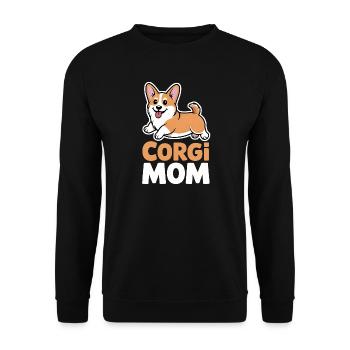 Corgi Mom Sticker-Style für Corgi-Besitzerinnen - Unisex Pullover - Schwarz - Vorne - Alina (178cm) & Michal (187cm)