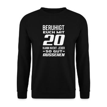 Lustiges Geschenk Zum 20. Geburtstag - Unisex Pullover - Schwarz - Vorne - Alina (178cm) & Michal (187cm)
