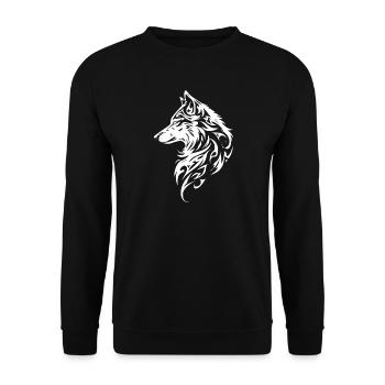 Nordic Wolf Tribal Wolf Head Tattoo - Unisex Sweatshirt - black - Front - Alina (178cm) & Michal (187cm)