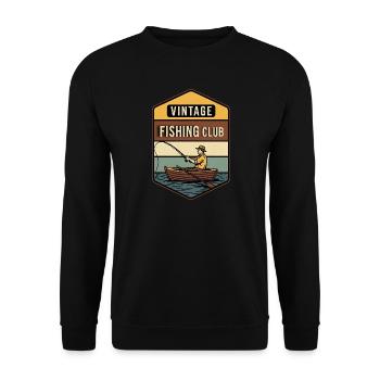 Vintage Fishing Club for Anglers & Fishermen - Unisex Sweatshirt - black - Front - Alina (178cm) & Michal (187cm)