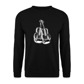 White Boxing Gloves Design for Logo Creation - Unisex Sweatshirt - black - Front - Alina (178cm) & Michal (187cm)