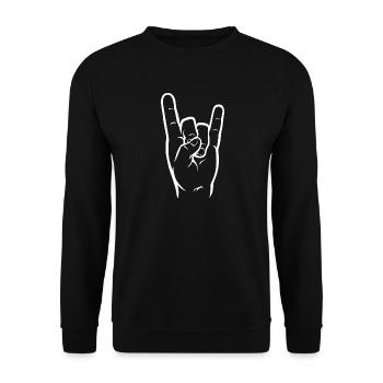RockHorns_Corna_White - Unisex Pullover - Schwarz - Vorne - Alina (178cm) & Michal (187cm)