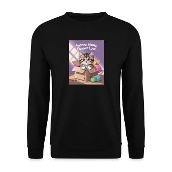 Forever Home Kitten in Box - Unisex Pullover - Schwarz - Vorne - Alina (178cm) & Michal (187cm)