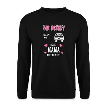 Air Hockey Beste Mama Mutter Muttertag Geburtstag - Unisex Pullover - Schwarz - Vorne - Alina (178cm) & Michal (187cm)