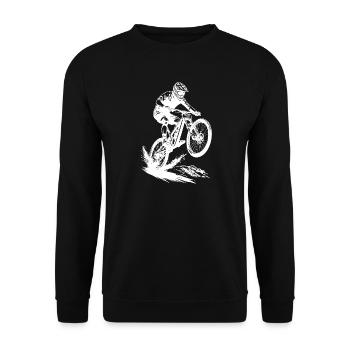 Energischer Mountainbike-Kunst-Radfahrer - Unisex Pullover - Schwarz - Vorne - Alina (178cm) & Michal (187cm)