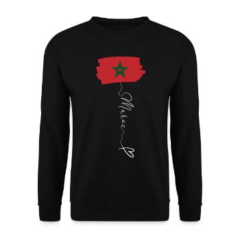 Marokko Flagge Rot Grün Pentagramm Emblem - Unisex Pullover - Schwarz - Vorne - Alina (178cm) & Michal (187cm)